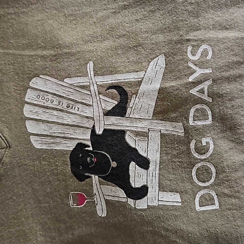Life is Good women's olive-green t-shirt with DOG DAYS on the front - Large NWOT - Picture 3 of 4